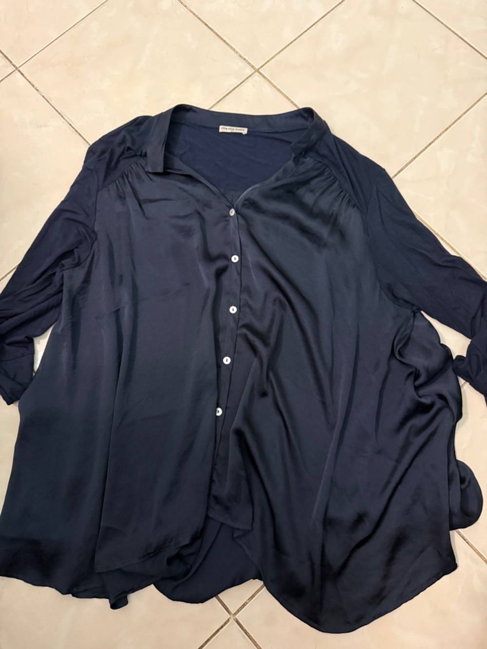cha cha vente Navy Scoop Neck Top